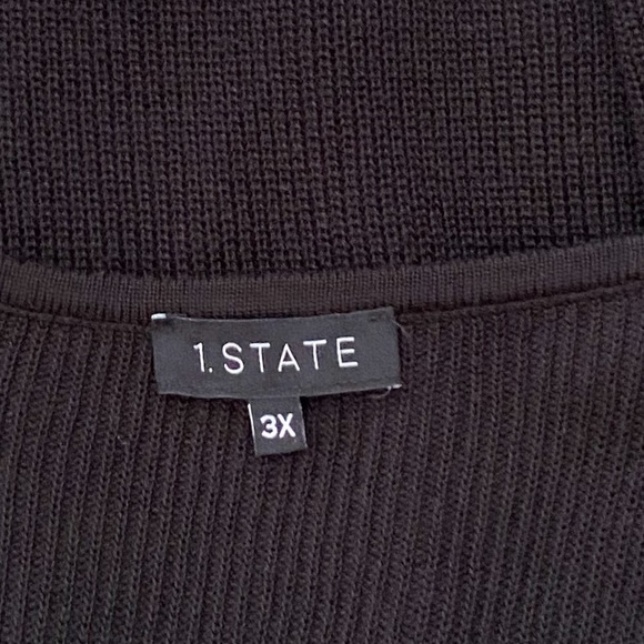 1. State Women's V-Neck Tunic/ Sweater with/ Cutout Sleeves - Black - Picture 10 of 13